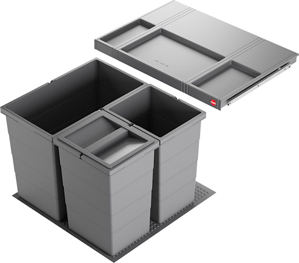 Système Hailo Allegro 3 bacs à déchets, poubelle de cuisine Image du produit 