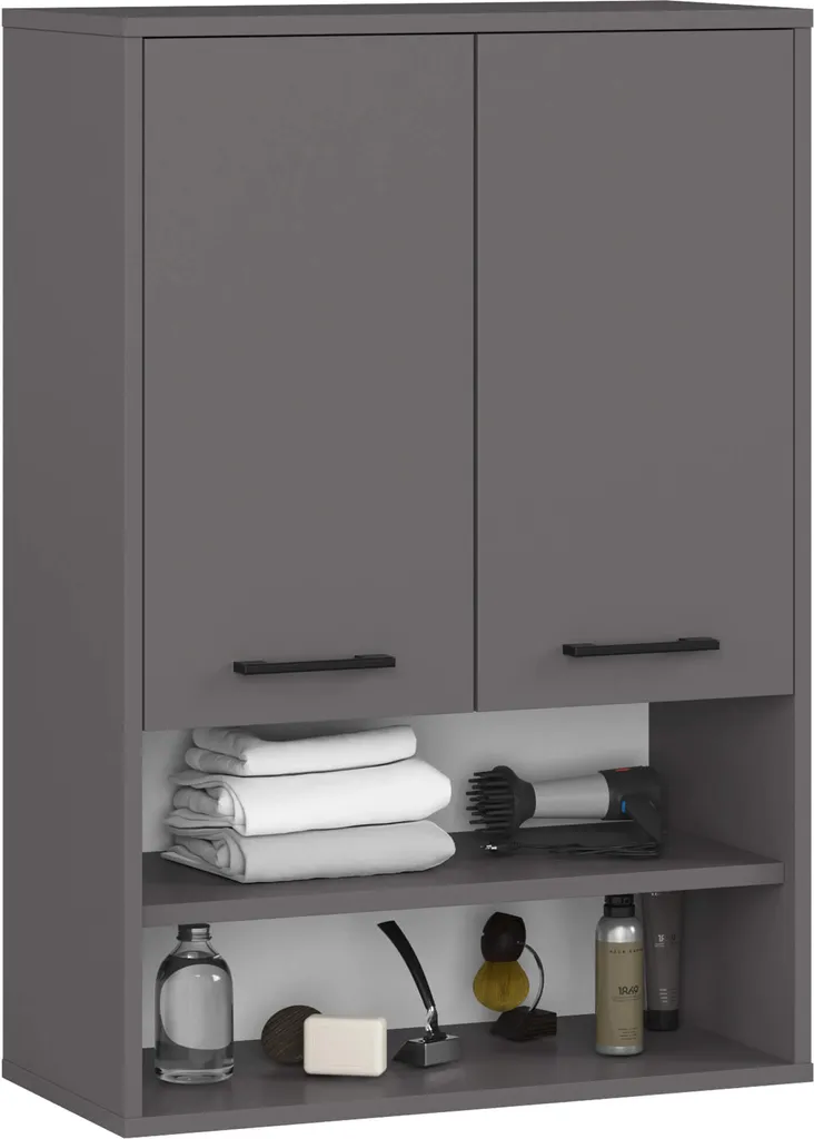 Mobile Sospeso Grafite Akord 64cm | Armadietto Parete 2 Ante 94h