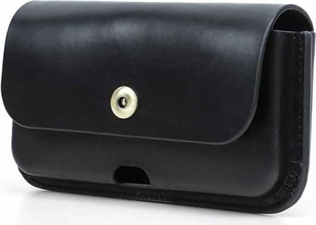 Étui de Ceinture pour Grand Téléphone Portable Noir en Cuir Synthétique