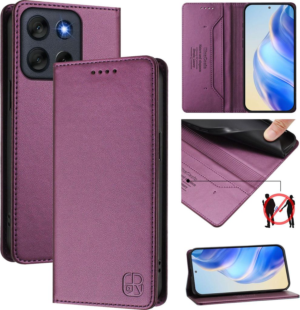 Custodia in pelle per Motorola Moto G56 5G, flip case con Immagine del prodotto 