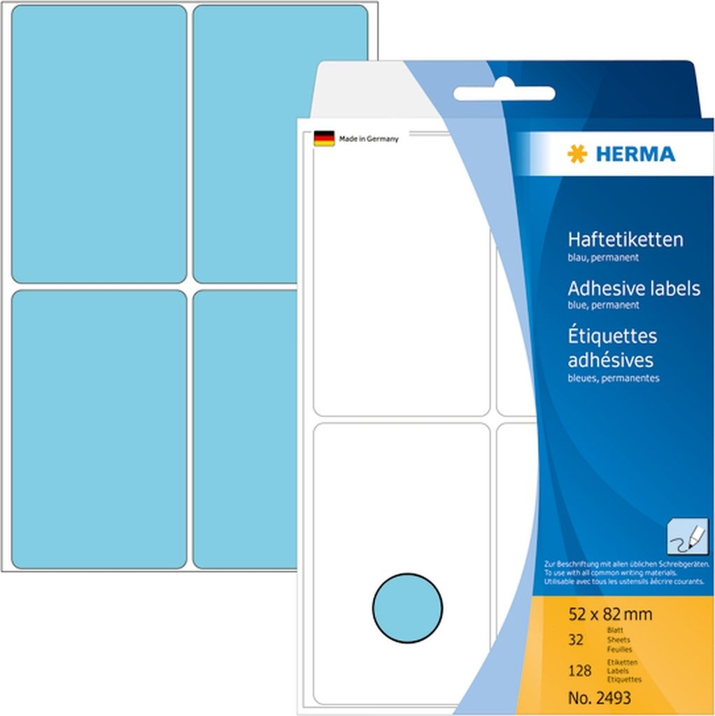 Vielzweck-Etiketten 52x82mm blau VE=10x128 Stück