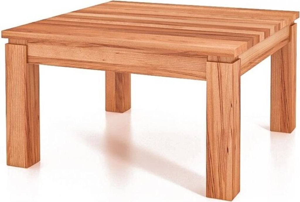 Couchtisch Tinci aus Kernbuche massiv 100x100x40 cm mit Holzbeinen