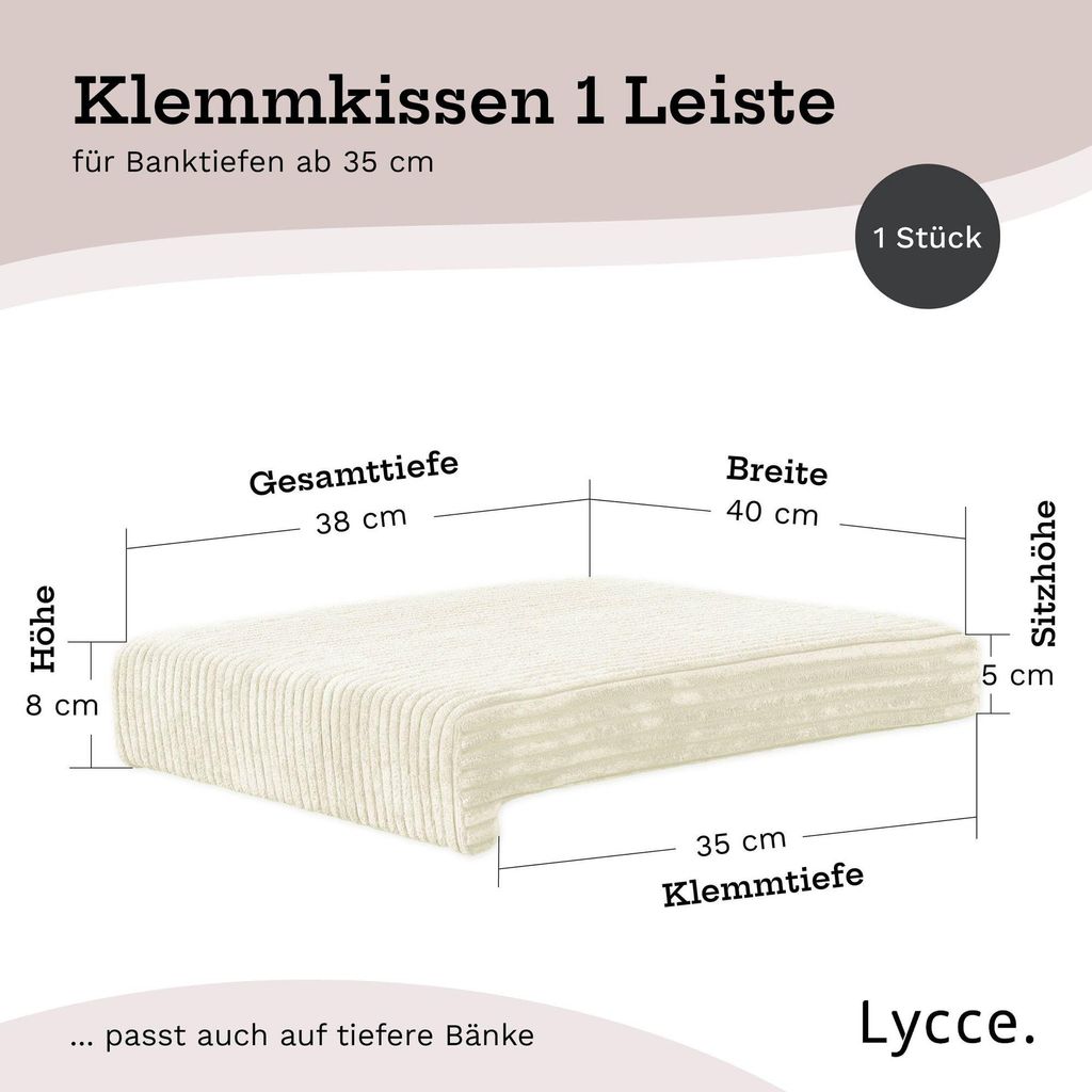 Coussin Lycce pour banc, fixation par pinces, 1 barre, Image du produit 