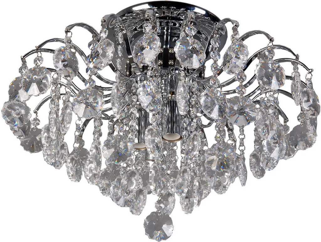 Suspension cristal 4 lumières Firenza Italux chrome brillant 48 cm