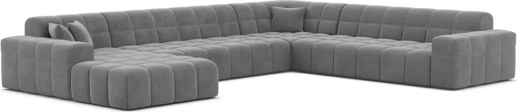 Samtstoff U-Form XXL Wohnlandschaft Nivara Dunkelgrau Links