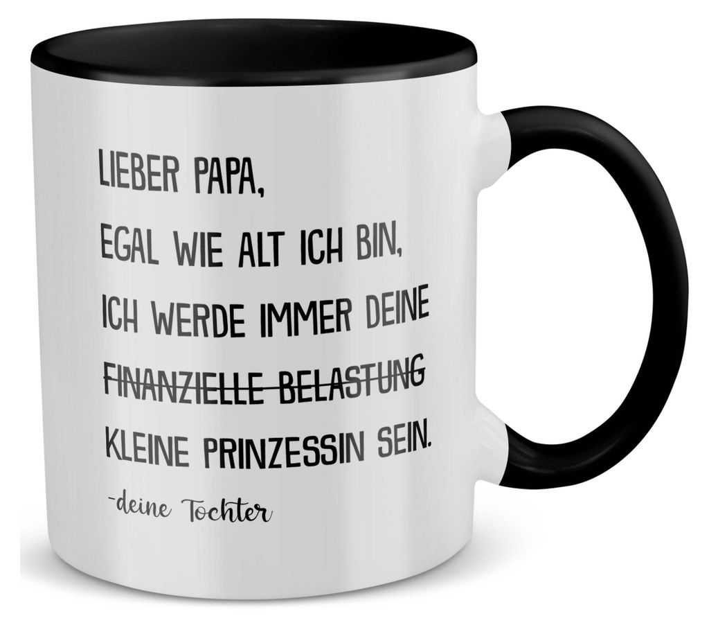 22Feels Papa Geschenk von Tochter Vatertag Vater Tasse Geburtstag Weihnachten Kaffeetasse Männer Haferl (Weiss-Schwarz)