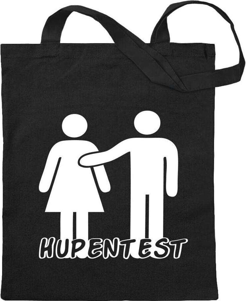 Kiwistar - Baumwolltasche - schwarz - Hupentest - Tragetasche Stoffbeutel Umhängetasche Langer Henkel