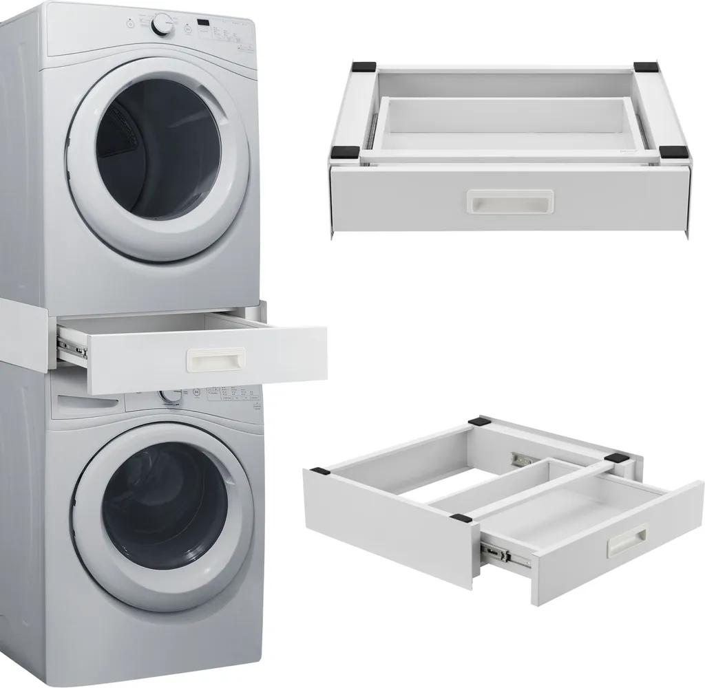 Cadre de liaison lave-linge anti-vibration et anti-chute avec tiroir