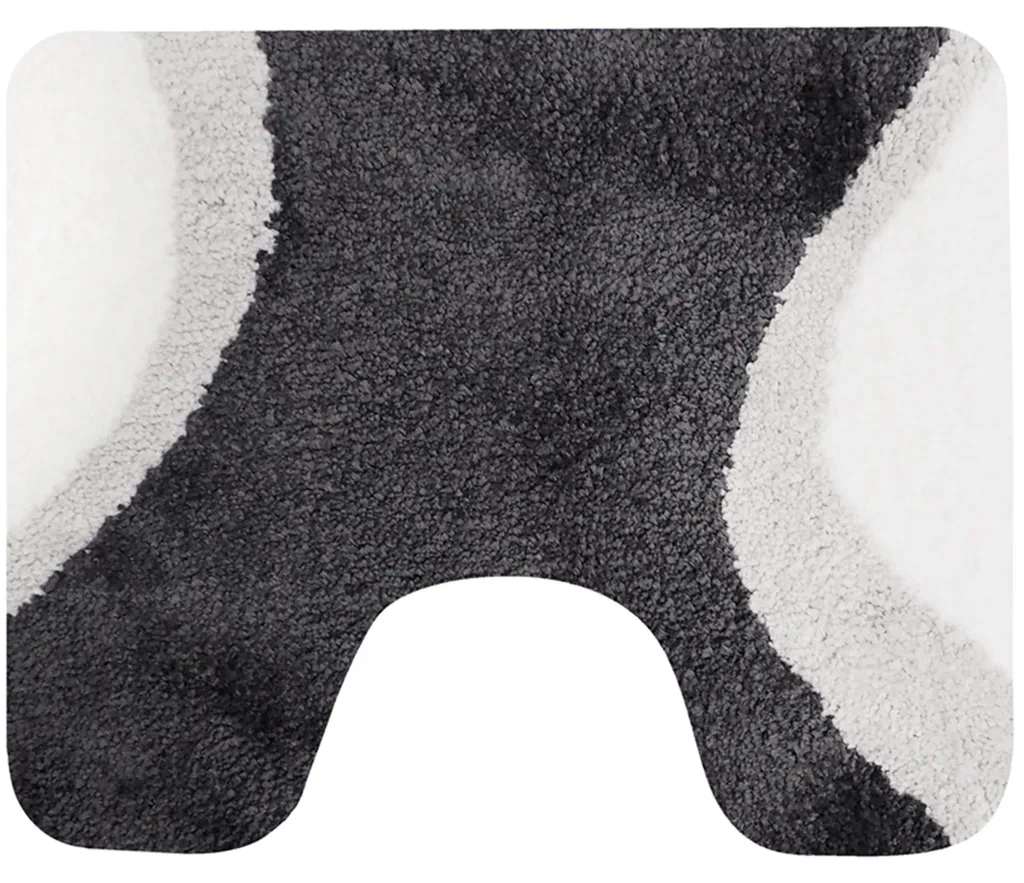 Tapis de WC Gris Metz 60x50 cm - Fibre Douce et Dos Antidérapant Sécurisé