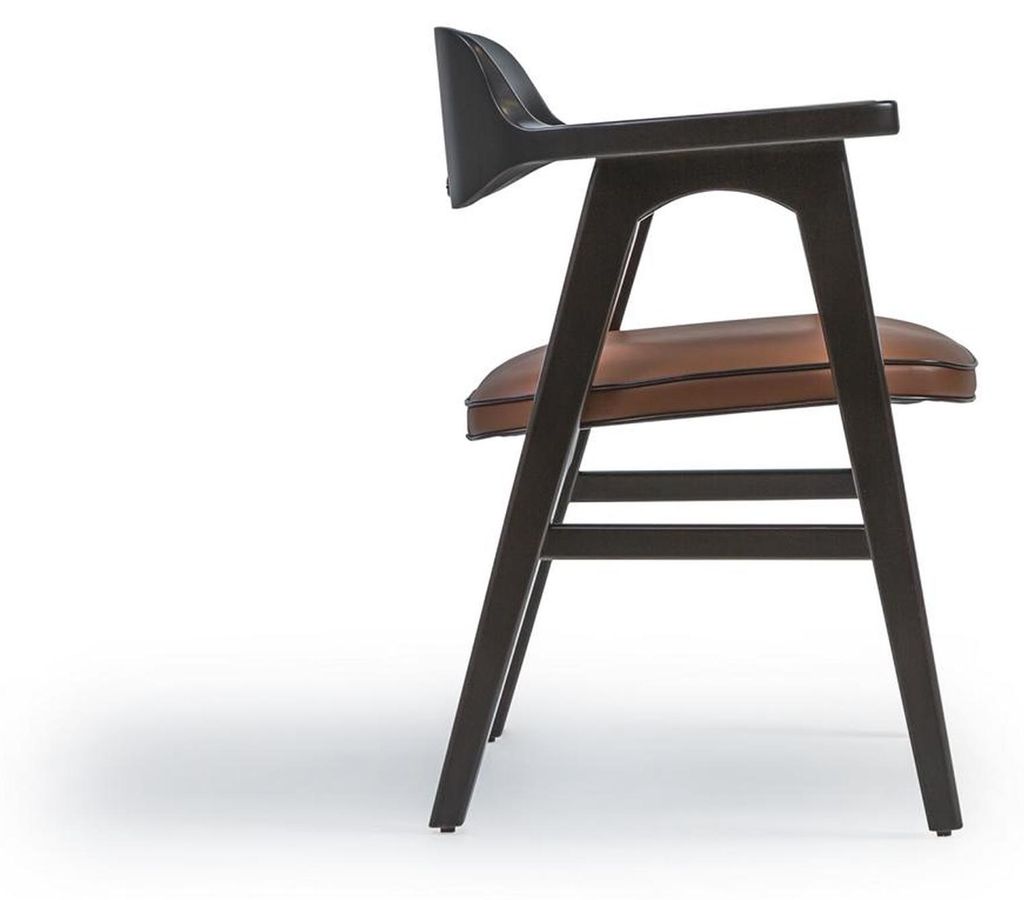 Esszimmer Stuhl mit Armlehnen Schwarz Holzstuhl Neu Möbel Design Sitz