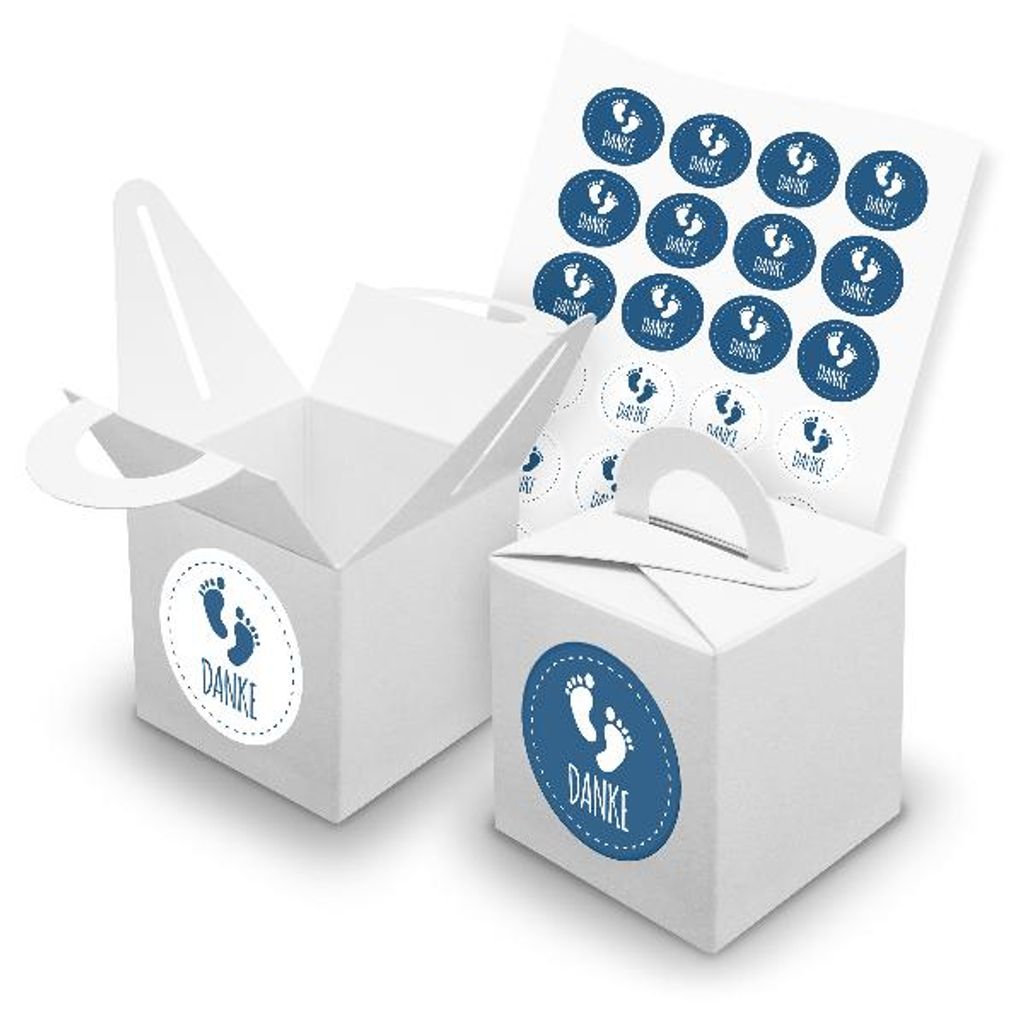 itenga SET 24x Würfelboxen mit Griff Weiß (V42) + Motivsticker (M29)