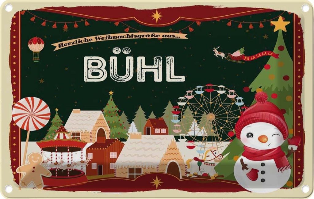 vianmo Blechschild 20x30 cm Weihnachten BÜHL