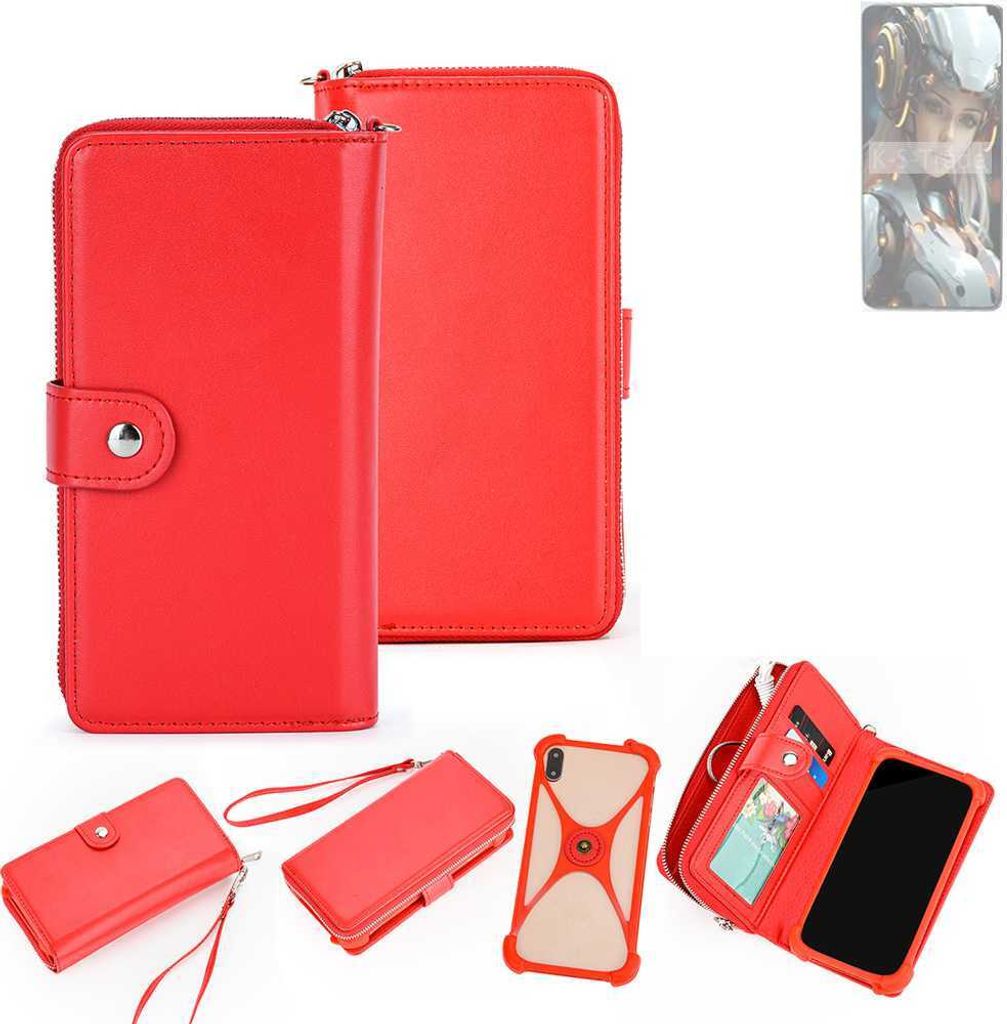 K-S-Trade 2in1 Schutzhülle Portemonnee Handyhülle mit Bumper kompatibel mit Cubot Max 5 Hülle Case Etui Geldbörse Smartphone rot (1x)