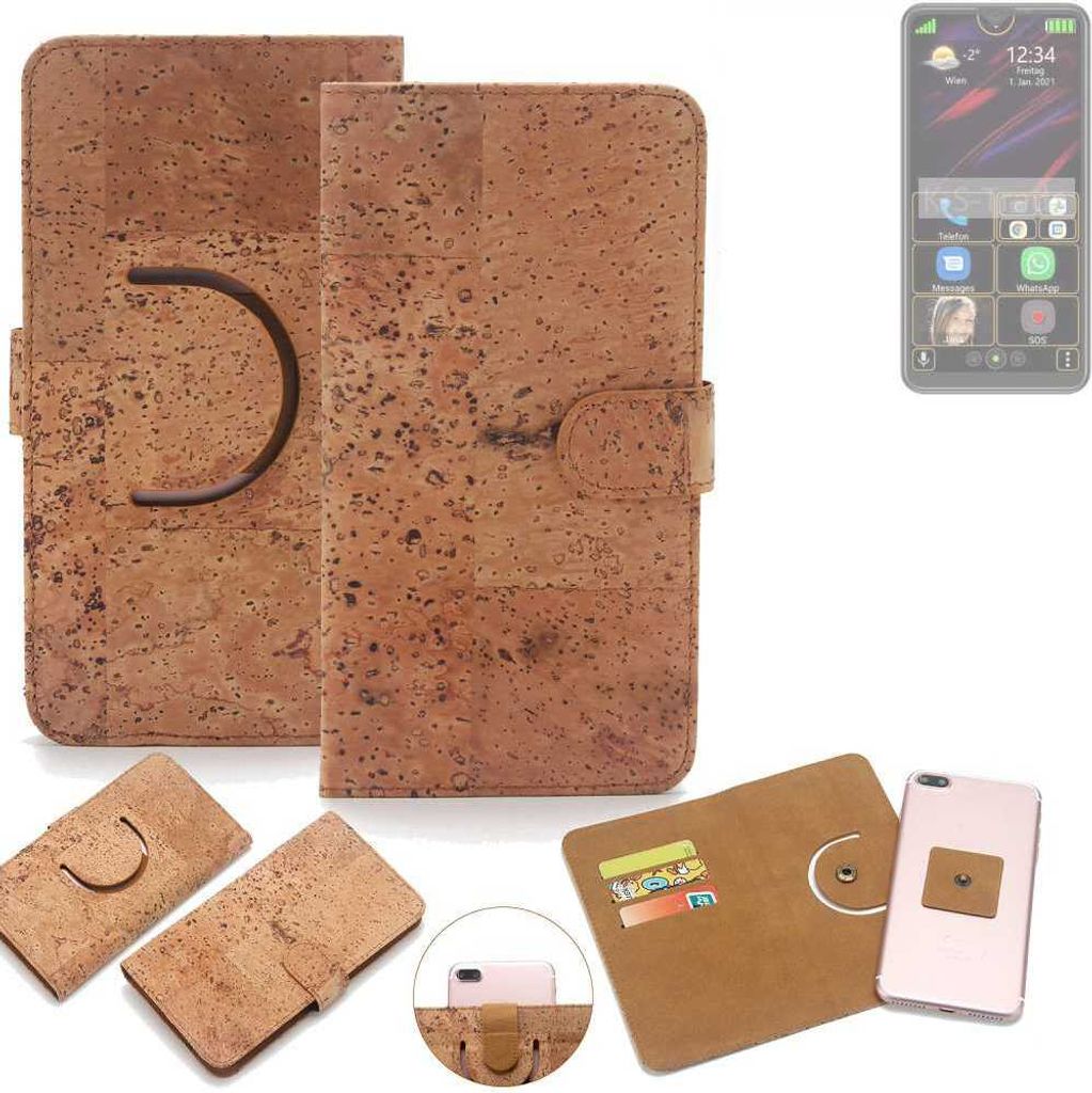 K-S-Trade Handy-Hülle Schutz-Hülle kompatibel mit Bea-fon M6s Handyhülle Schutzhülle Korkhülle Kork-Hülle 1x