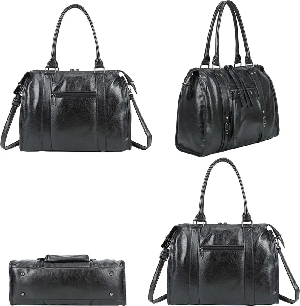 Sac Porté Main Chic Noir avec Fermeture Éclair et Poignées Structurées - 3