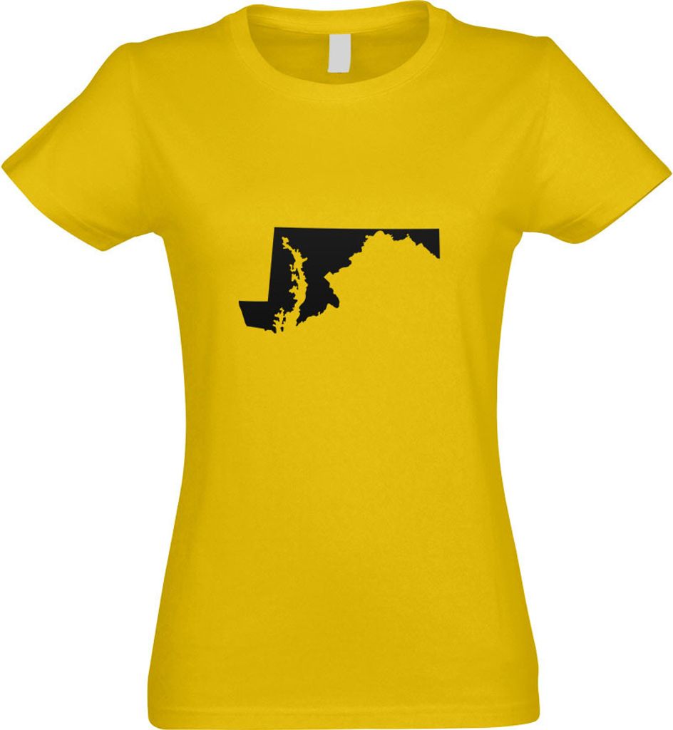 Kiwistar - T-Shirt tailliert - Damen - gelb - USA - Bundesstaat - Maryland - mit Motiv Bedruckt - Funshirt Design - Sport - Freizeit - Damen - L