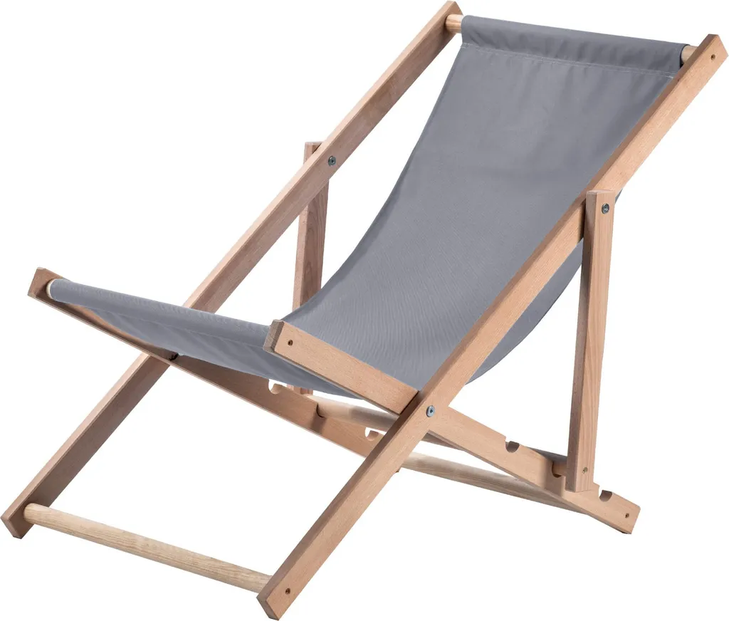 Set 2 Sdraio Pieghevoli e Tavolino KADAX Legno Faggio e Grigio - 13