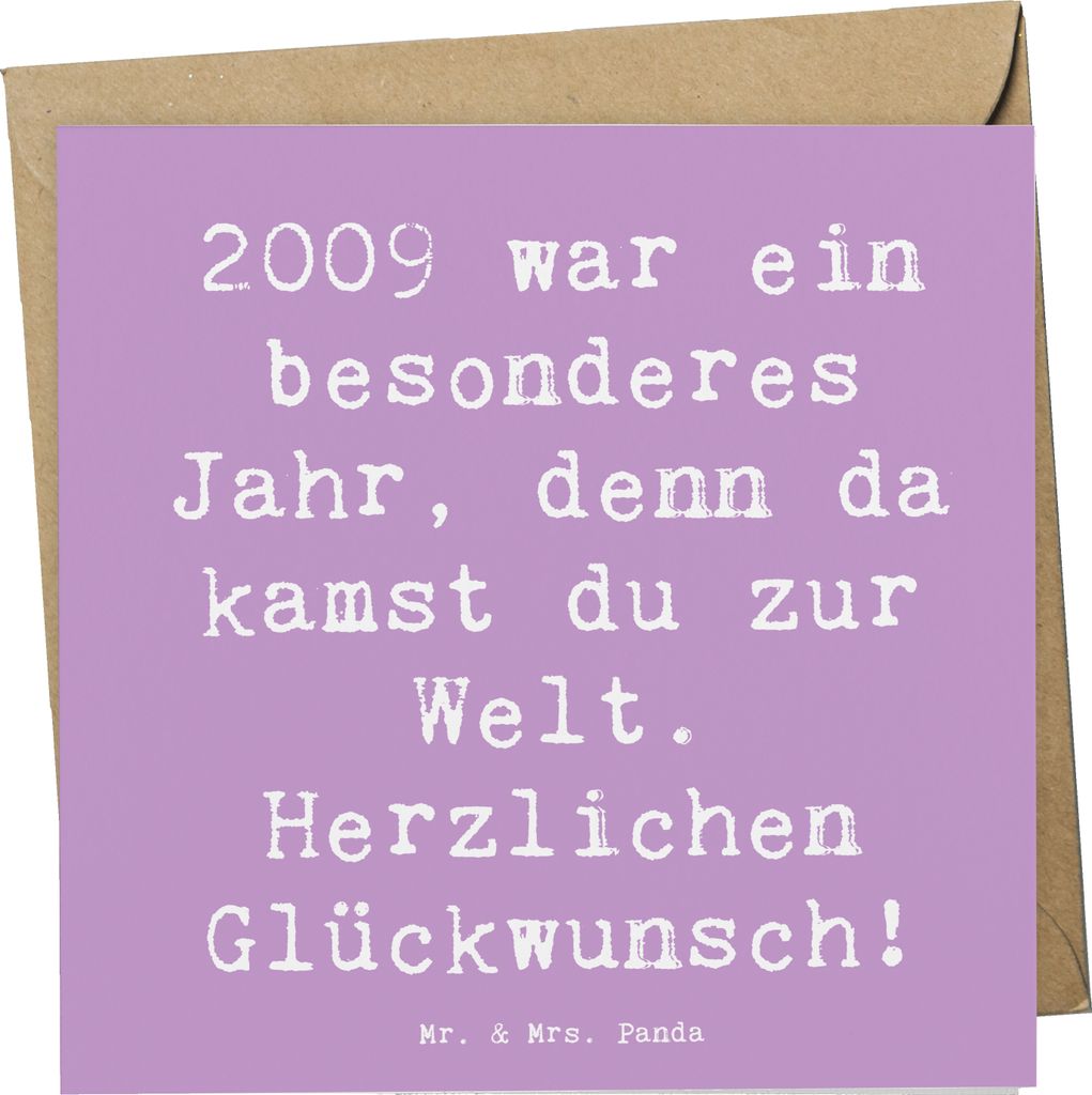 Mr. & Mrs. Panda Glückwunschkarte Spruch 2009 Geburtstag - Lavendeltraum - Geschenk, Geburtsjahr, Grußkarte, besondere Momente, Herkunft, Alter, ...
