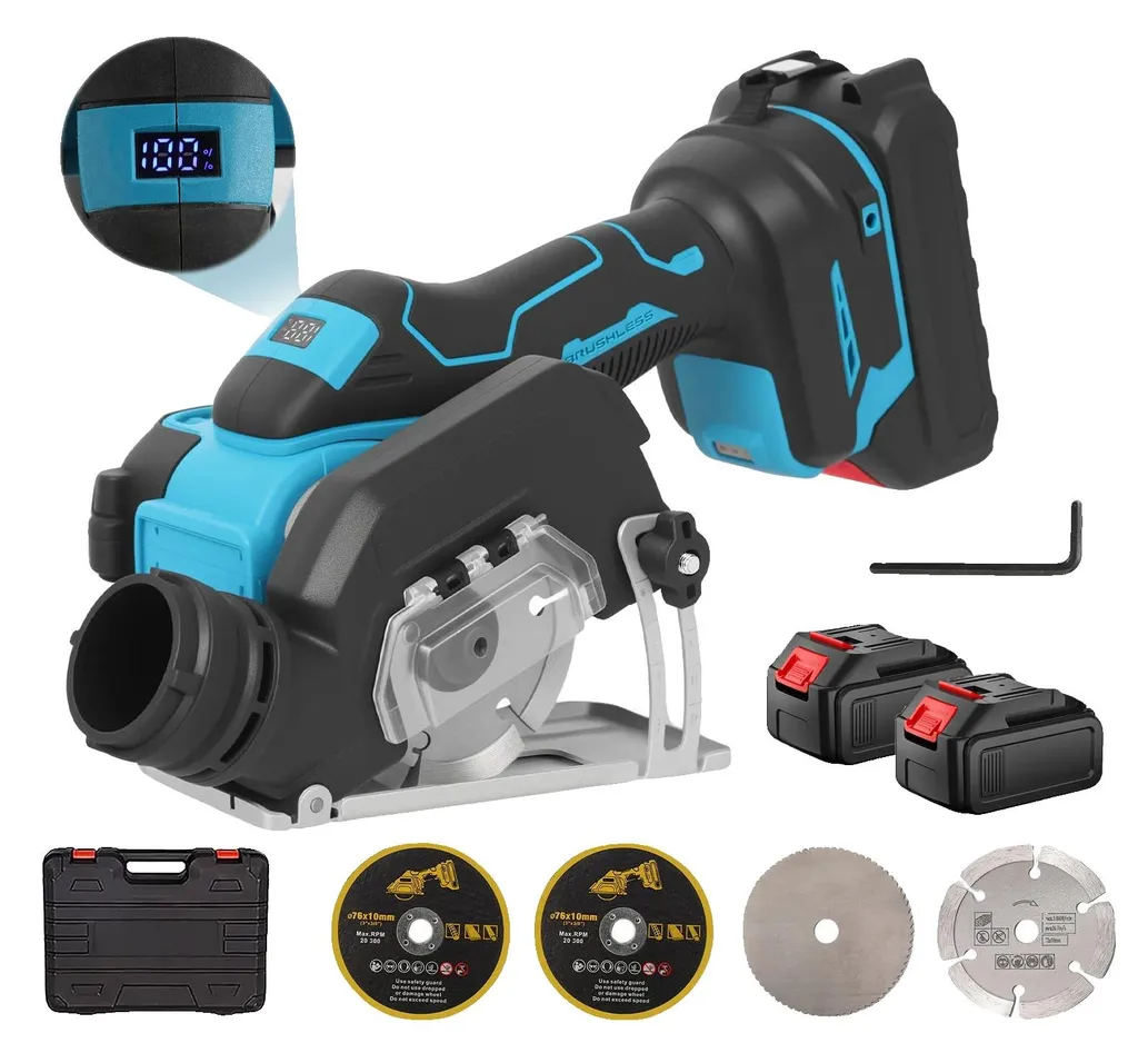 Scie circulaire sans balais avec 2 batteries au lithium 18V sans fil