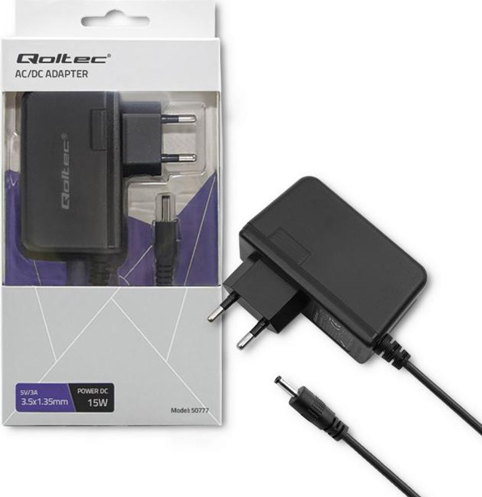 Qoltec Steckernetzteil 15W | 5V | 3A | 3,5*1,35
