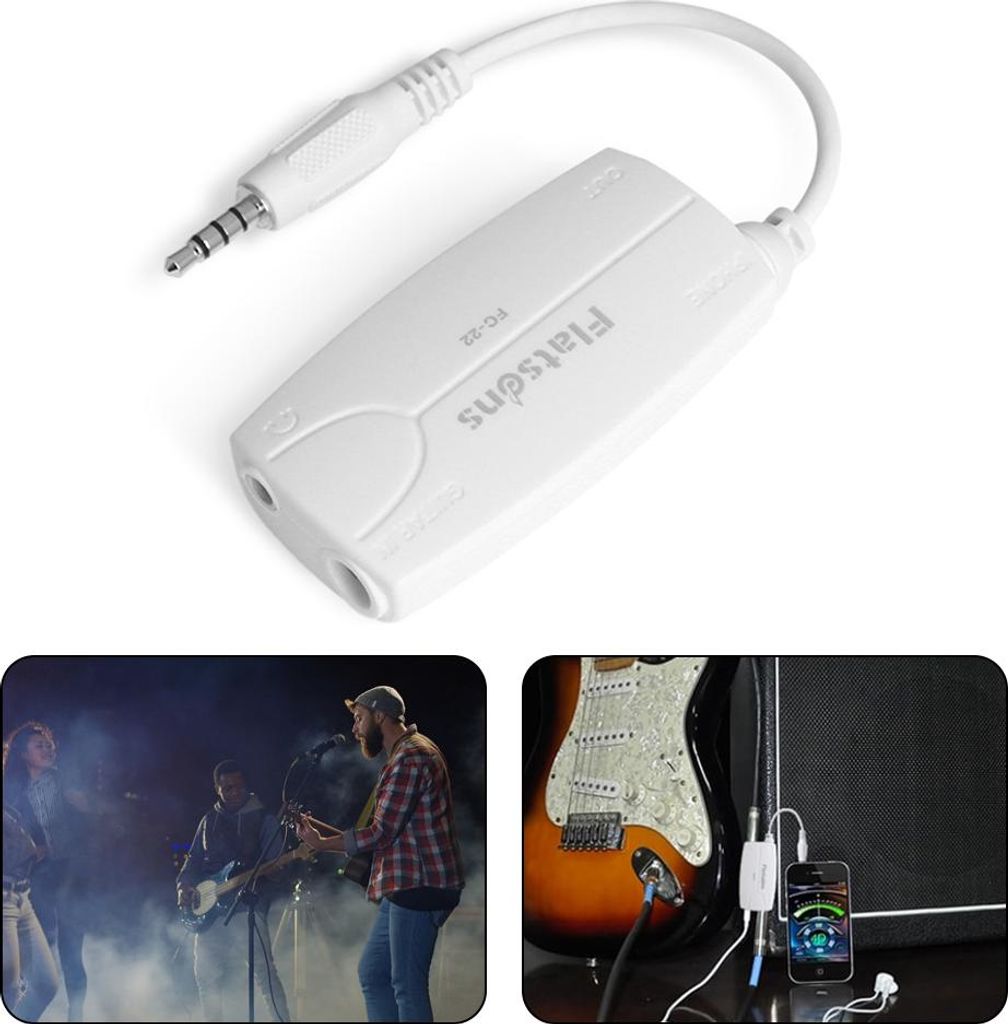 FC-22 E-Gitarren-Konverter, 6,35-mm-Effektschnittstellenadapter, 3,5-mm-Kopfhöreranschluss an Smartphone für Tastaturen, Handmikrofone, Mixer