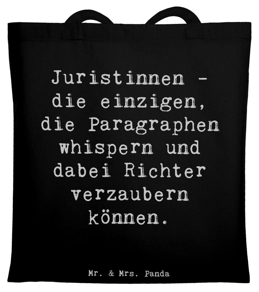 Mr. & Mrs. Panda Tote Bag Spruch Juristin Zauber - Schwarz - Geschenk, Shopping Tasche, Justiz, Jutebeutel, Einkaufstüte, Berufsliebe, Rechtsanwä...