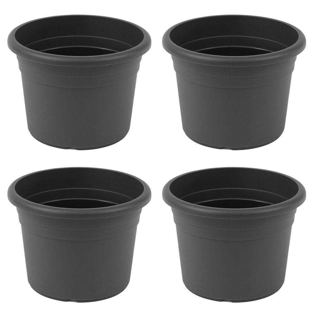 4x Pflanztopf Kunstoff Rund Ø 60 cm Anthrazit Blumentopf Pflanzgefäß Blumenkübel Pflanzcontainer Pflanzkübel