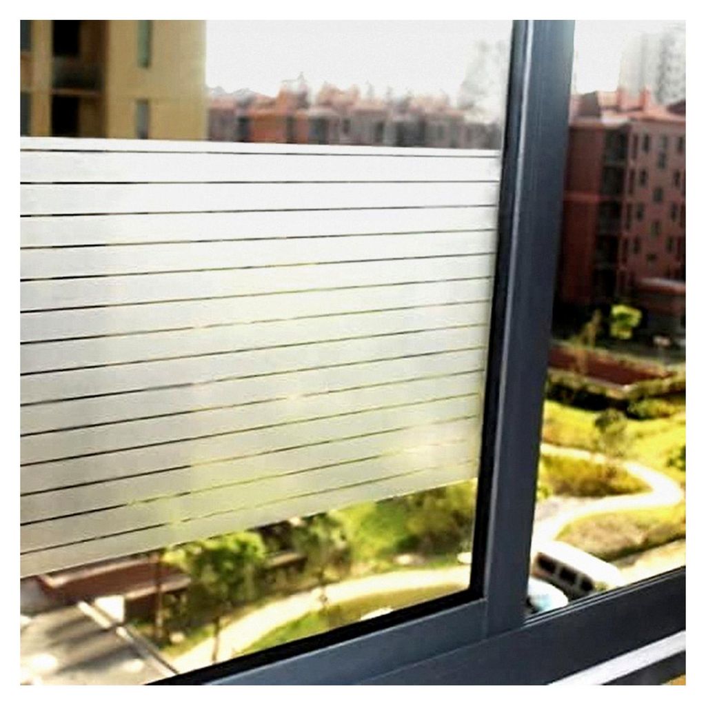 Fensterfolie mit Streifenmuster für Sichtschutz: Selbstklebend mit statischer Haftung, Milchglasoptik, Anti-UV, für Zuhause und Büro, 44,5x200cm