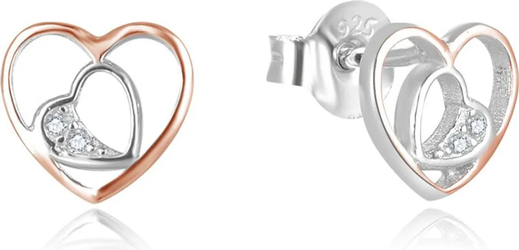 Boucles d'oreilles romantiques bicolores AGUP2688-RHR en argent rhodié