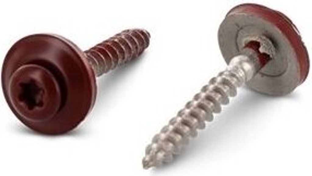 Zementschraube + EPDM, RAL 3009 4,5 x 25 A2 - d.p.m. 15mm, TX20, ziegelrot - Packung mit 200 Stück