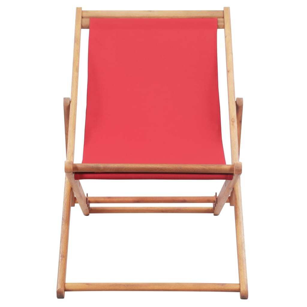 vidaXL Chaise de plage pliante Tissu et bois massif rouge Image du produit 