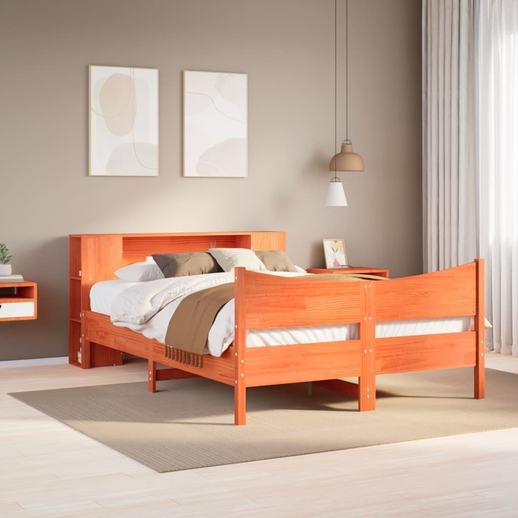Maison Exclusive - Massivholzbett ohne Matratze Wachsbraun 160x200 Kiefernholz