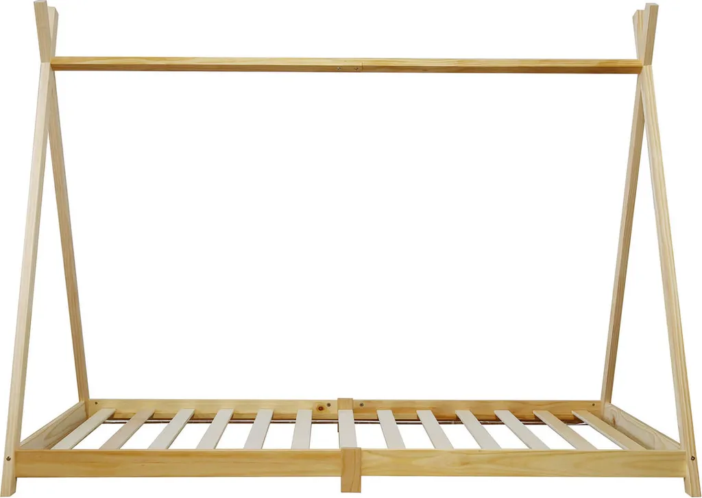 Cadre de Lit Enfant 90x200 cm en Bois Brun Style Scandinave et Robuste