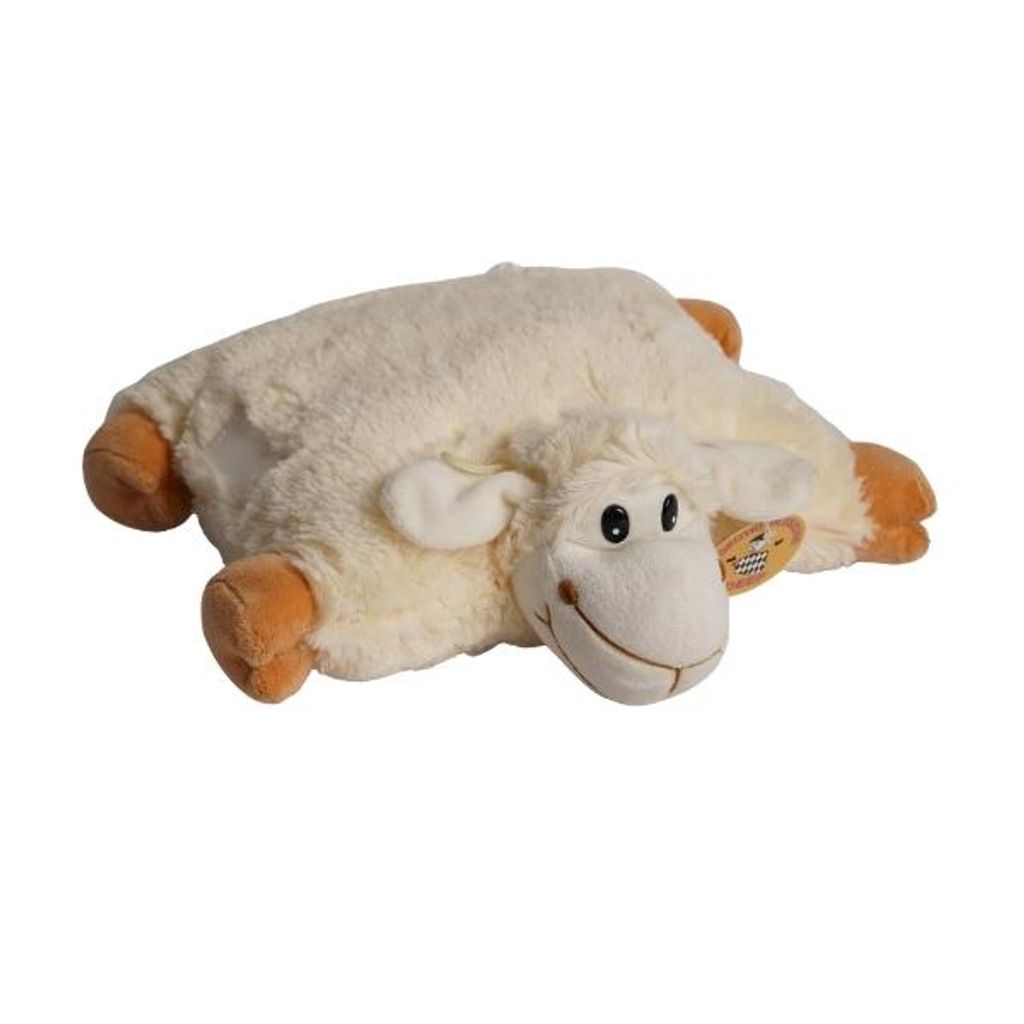 2 in 1 Plüschtier Kissen Schaf mit Klettverschluss Kuscheltier 27cm