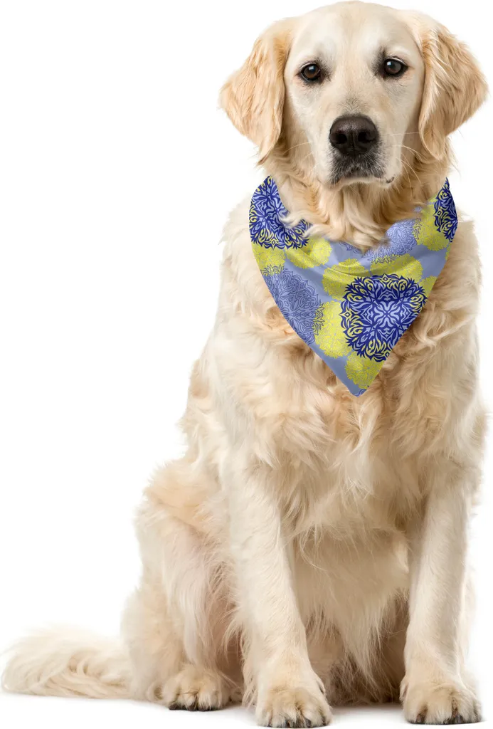 ABAKUHAUS Bandana geometrica per animali domestici, simboli artistici in stile asiatico, 40x40 cm, multicolore