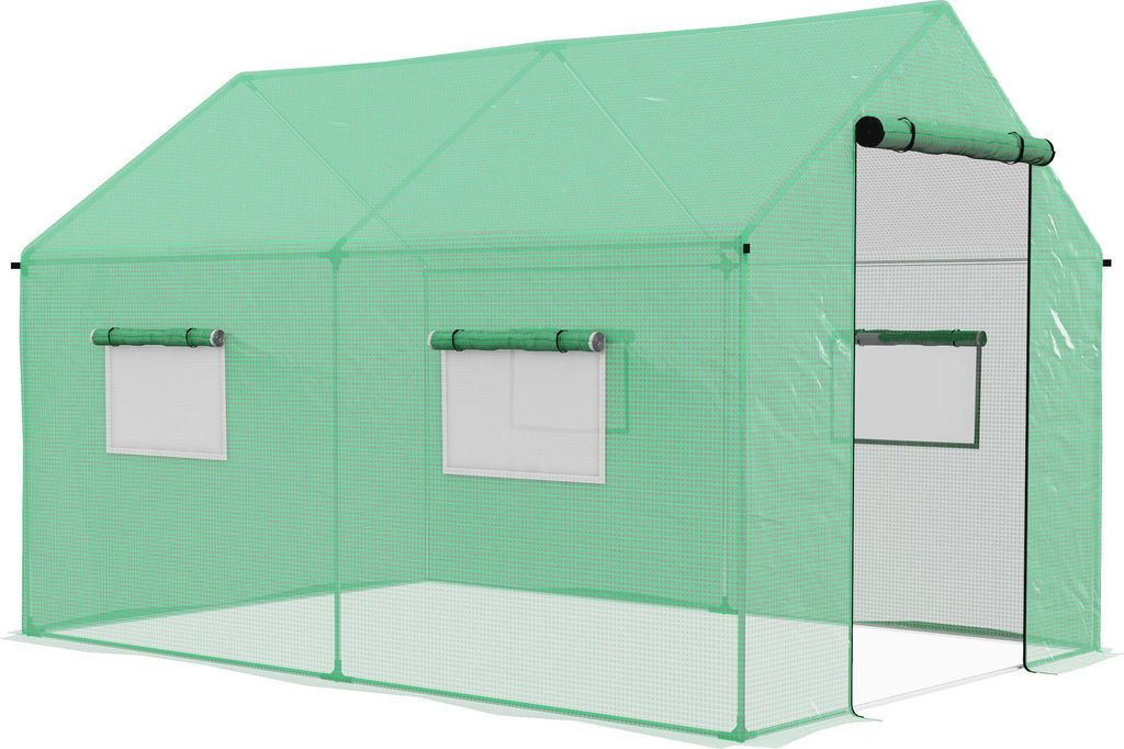 Tunnelgewächshaus 2 x 3 m (6 m²) mit Rolltor, 4 Fenstern – Produktbild 