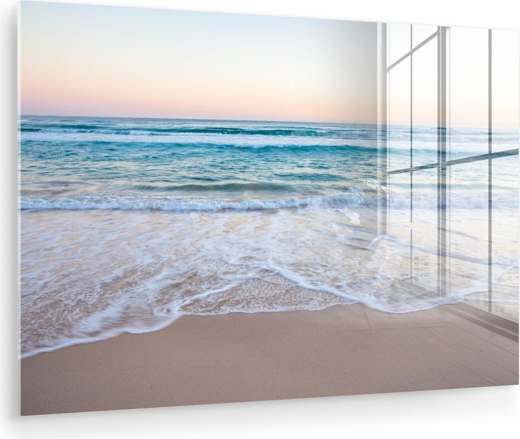 MuchoWow Glasbilder - Bilder auf Wandbild - Foto auf Glas Strand - Meer - Pastell 30x20 cm Wanddekoration aus Glas - Acrylglasbild - Acrylbilder - ...