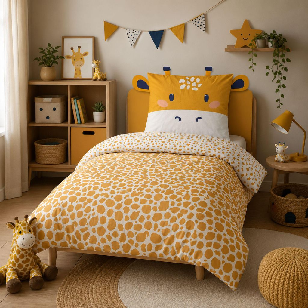 Kinder Bettwäsche Set 135x200 80x80 cm süße Giraffe Produktbild 