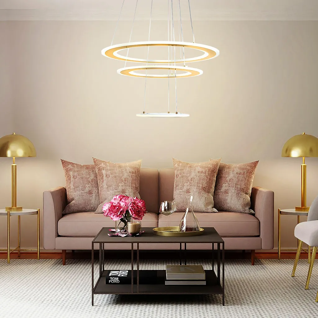 Suspension LED Moderne Or Brossé Toolight G041-3CP pour Salon Design - 7