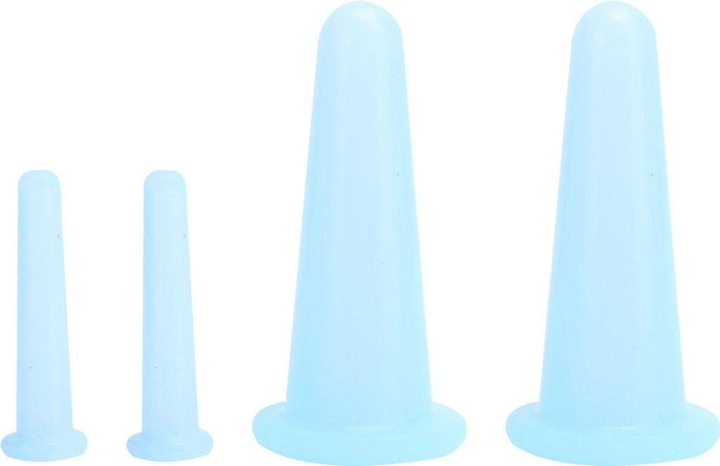 4-teiliges Schröpfglas aus Silikon zur Feuchtigkeitsaufnahme, Schröpfglas für das Gesicht, Körpergesundheitspflege, Blau, 2 groß, 2 klein