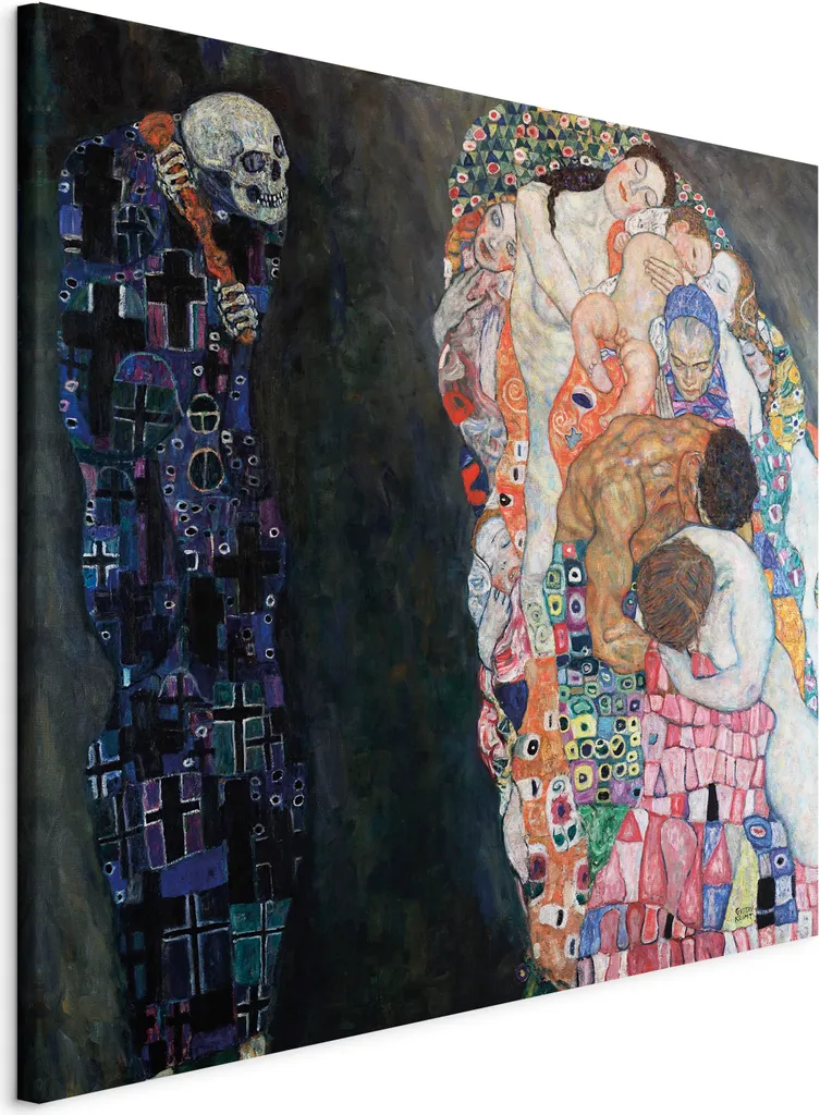 Quadro su Tela Morte e Vita Klimt 70x70 cm - Arredo Casa Elegante