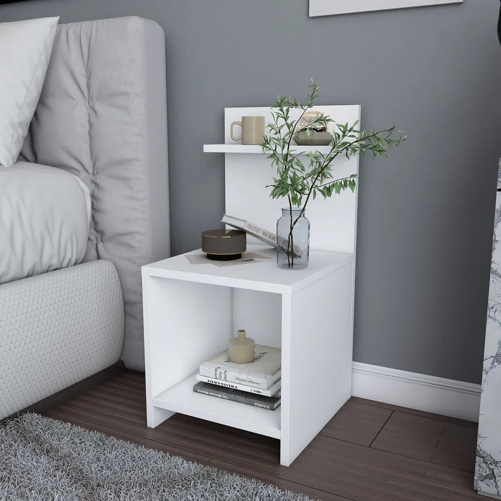 Table de chevet étroite blanche Ullman 72cm - Gain de place Skye Decor - 3