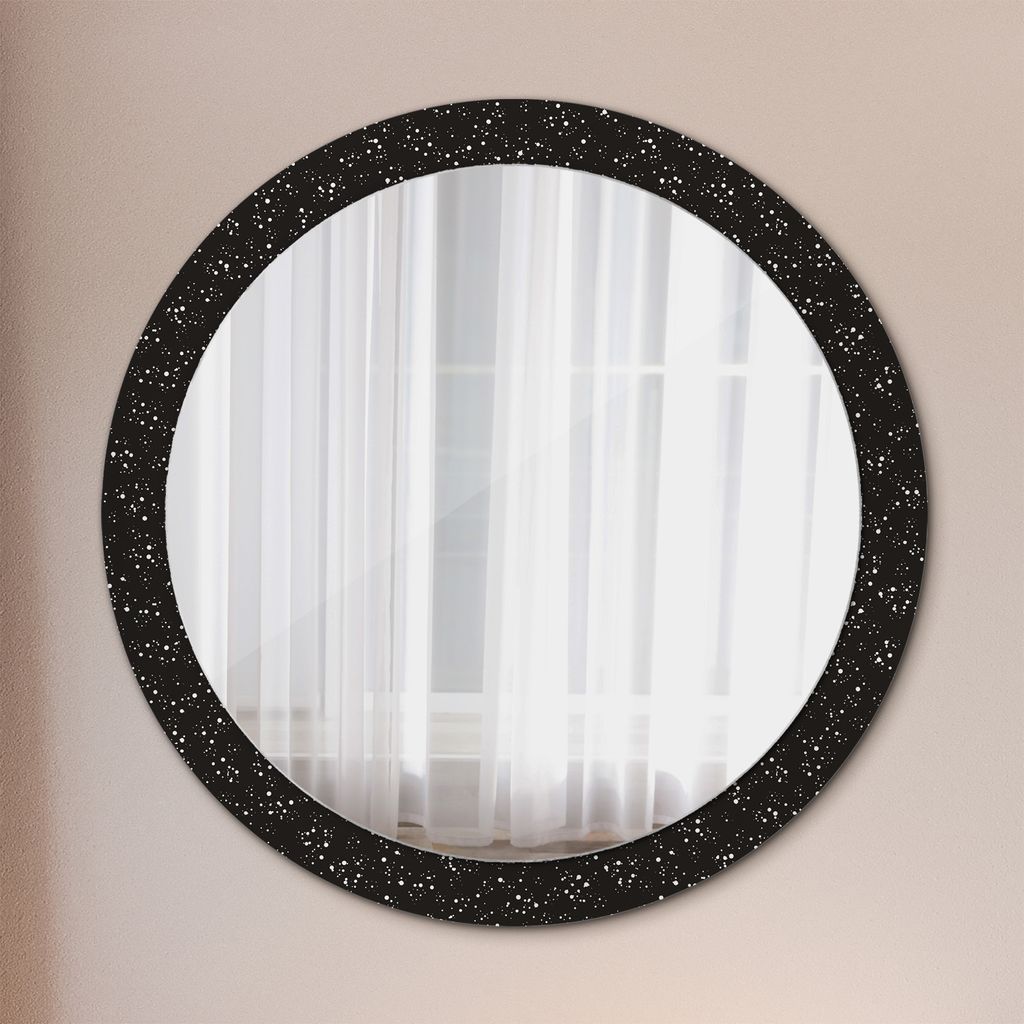Ø90cm Spiegel - Glasrahmen mit Aufdruck - Wandspiegel Schlafzimmer - chaotisch punkte
