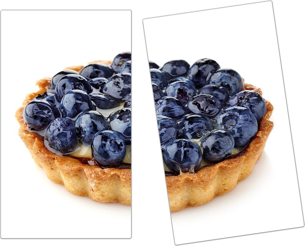 Spritzschutz Herdabdeckplatte Schneidebrett aus Glas Heidelbeeren Tarte 2-Teilig (60x52cm)