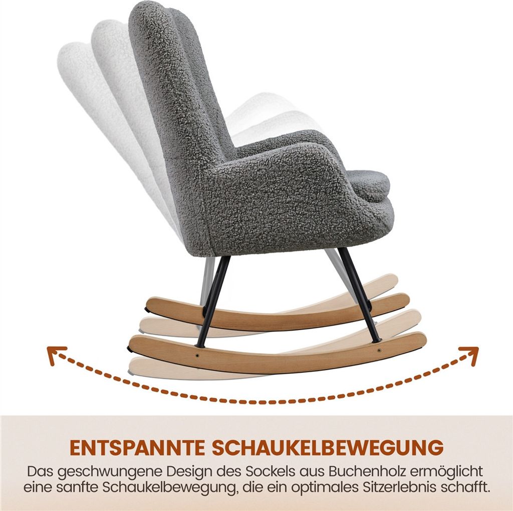 Yaheetech 1x Schaukelstuhl mit Klappbarer Rückenlehne, Produktbild 5