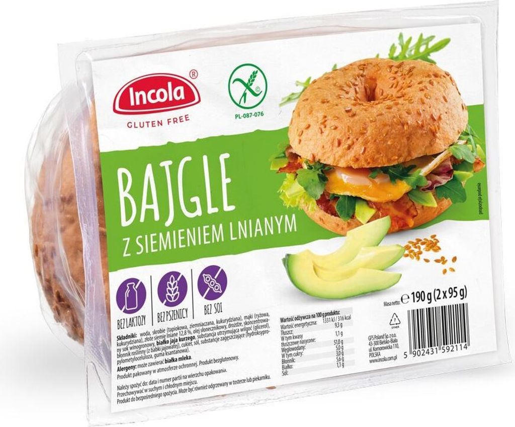 BEZLEPKOVÉ BAGELY S ĽANOVÝMI SEMIENKAMI (2 ks) 190 g - Obrázok produktu 
