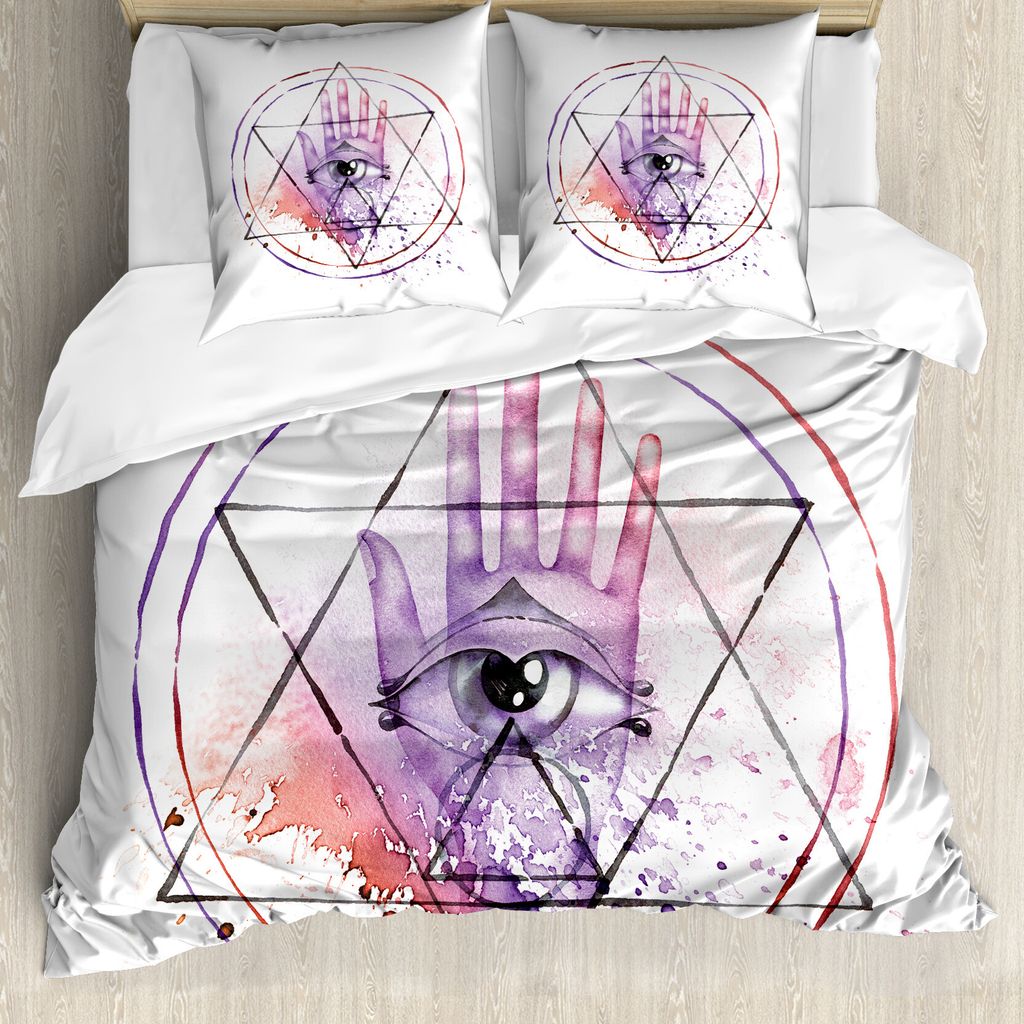 ABAKUHAUS Alchimie Bettbezug Set für Einzelbetten, Aquarell Alle Augen sehen, Milbensicher Allergiker geeignet mit Kissenbezug, 155 cm x 220 cm - ...