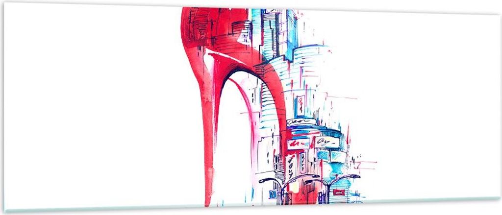Bilder auf glas - Heel Eleganz Individualität illustration - 140x50cm - Glasbilder - Wandbilder - Kunstdruck - Wanddekoration aus Glas - Glas Bild...