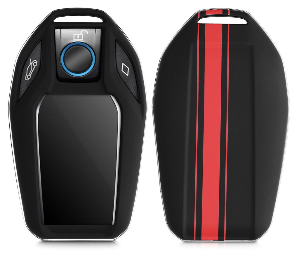 kwmobile Autoschlüssel Hülle kompatibel mit BMW Display Key Autoschlüssel - Hardcover Schutzhülle Schlüsselhülle Cover Rallystreifen Sideline...