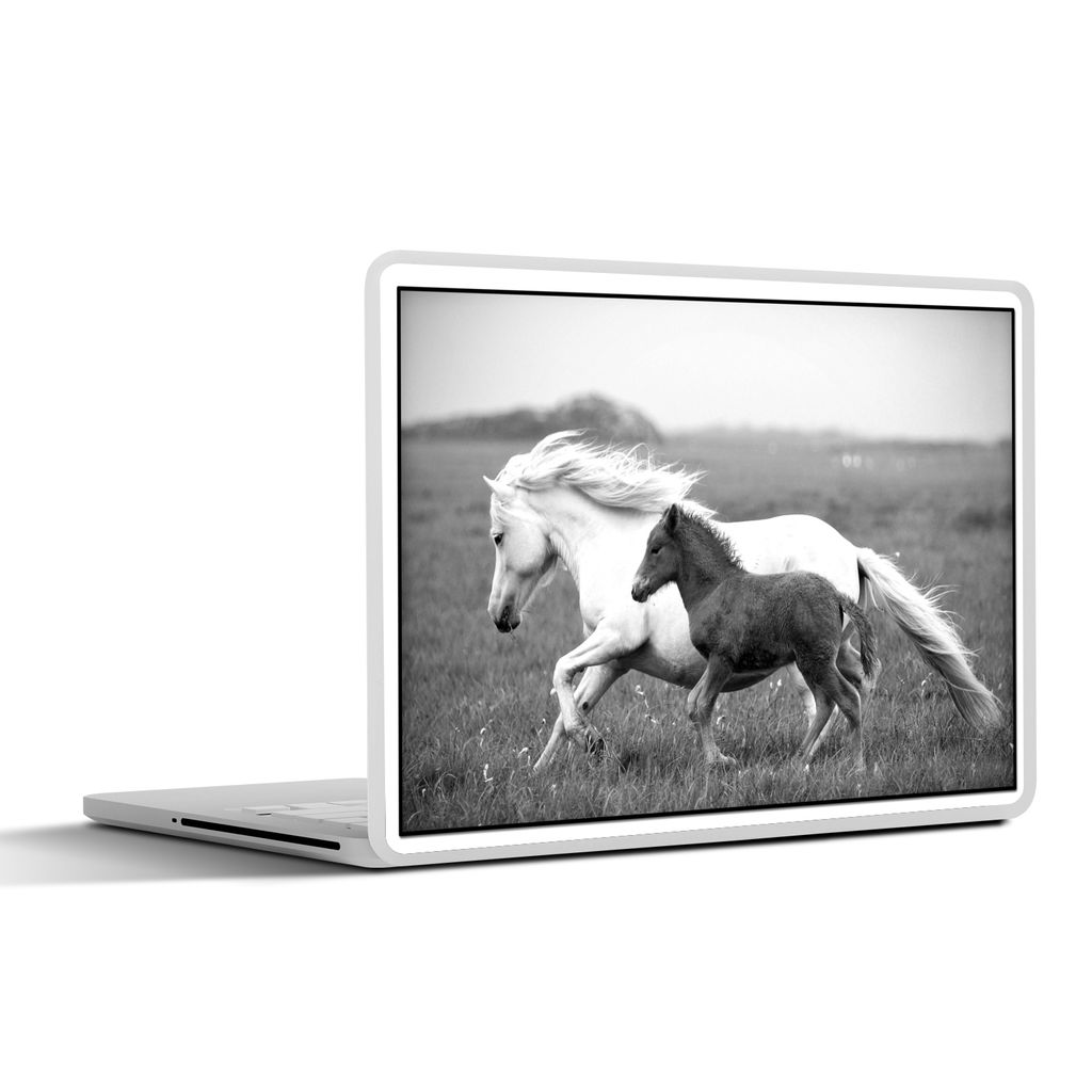 MuchoWow Laptop Aufkleber Sticker Cover Pferde - Tiere - Gras 30x22 cm - Laptop-Sticker